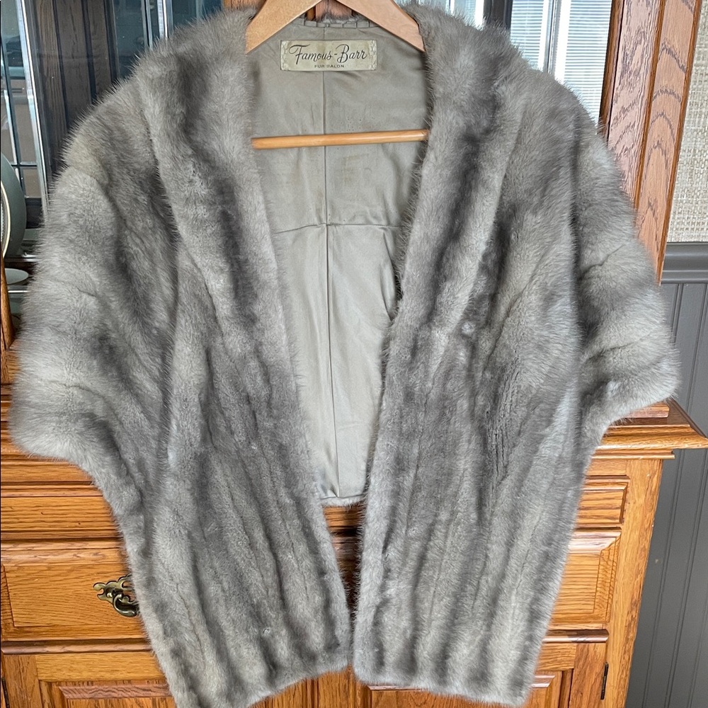 Elegant Vintage Gray Fur Stole  by Famous Barr fur salon